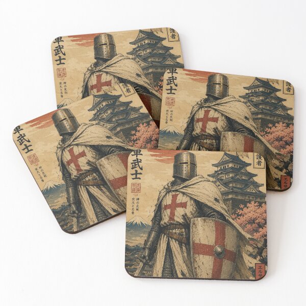 Item preview, Crusader Templar Edo Style Poster Art designed and sold by Retr0Tshirts.