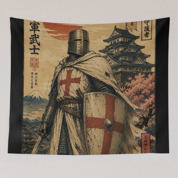 Item preview, Crusader Templar Edo Style Poster Art designed and sold by Retr0Tshirts.