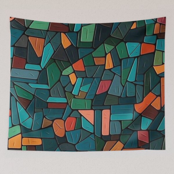 Item preview, Colorful Mosaic Geometric Stained Glass Stone Pattern designed and sold by LYAN-STORE.