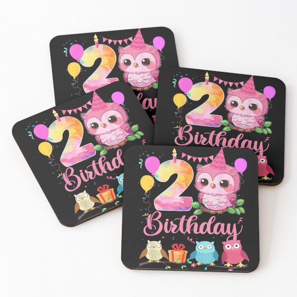 Item preview, Cute Pink Owl Turning Two Years Old Happy Second Birthday Party designed and sold by DienesAngele.