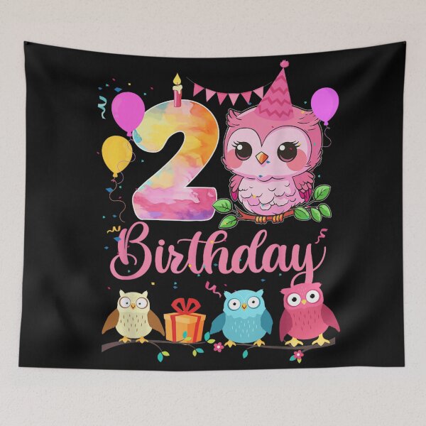 Item preview, Cute Pink Owl Turning Two Years Old Happy Second Birthday Party designed and sold by DienesAngele.