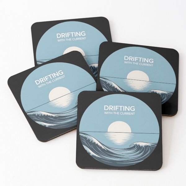 Item preview, Drifting With The Current – Minimal Ocean Wave Moon Reflection Design designed and sold by ImaginedSpace7.