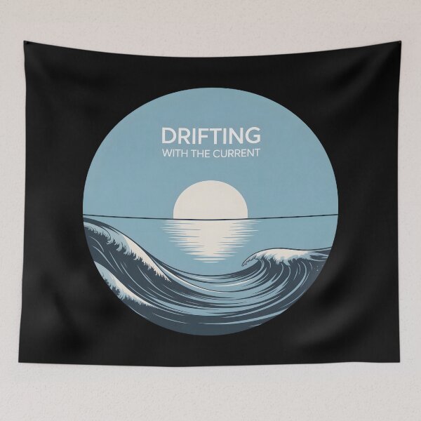 Item preview, Drifting With The Current – Minimal Ocean Wave Moon Reflection Design designed and sold by ImaginedSpace7.
