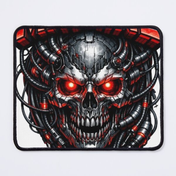 Item preview, THE MACHINE – Futuristic Cyberpunk Skull T‑Shirt designed and sold by THAMIM REALITY 2.0.