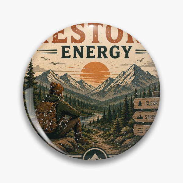 Item preview, Mountains Rest/ore Energy – Retro Hiking Introvert Nature Design designed and sold by MotylekAnia.