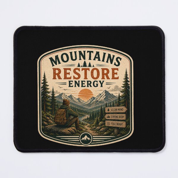 Item preview, Mountains Rest/ore Energy – Retro Hiking Introvert Nature Design designed and sold by MotylekAnia.