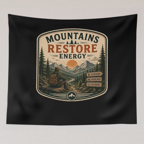 Item preview, Mountains Rest/ore Energy – Retro Hiking Introvert Nature Design designed and sold by MotylekAnia.