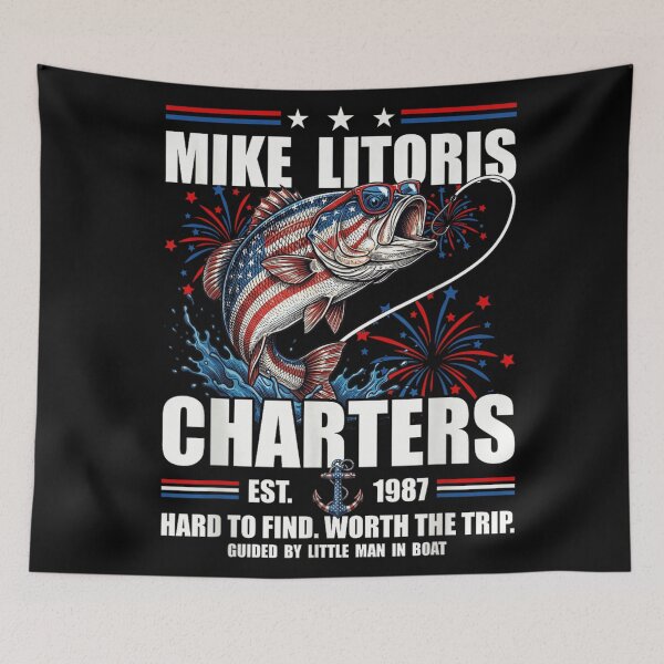 Item preview, Mike Litoris Fishing Charters Bass Patriotic 4th Of July American Flag Fishing Men Gift designed and sold by WilliaMaler.