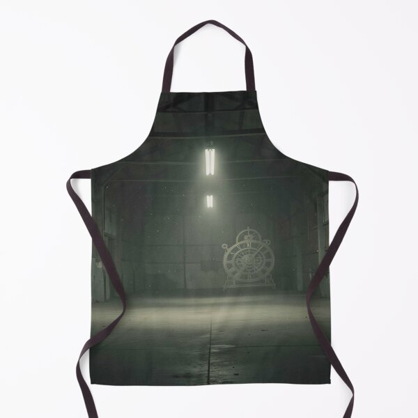 Item preview, Abandoned industrial hall with cold lights and a mysterious clock symbol in the shadows designed and sold by FotoworldEdel.