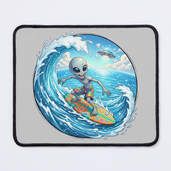 Item preview, Funny Grey Alien Surfing The Huge Ocean Wave designed and sold by Sunkhung.