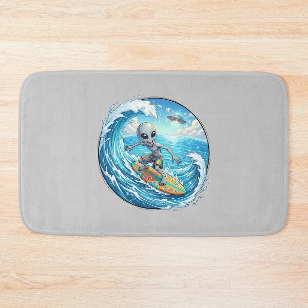 Item preview, Funny Grey Alien Surfing The Huge Ocean Wave designed and sold by Sunkhung.