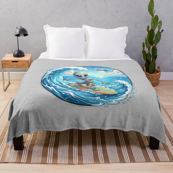 Item preview, Funny Grey Alien Surfing The Huge Ocean Wave designed and sold by Sunkhung.