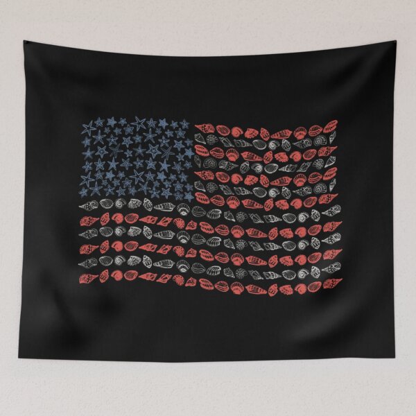 Item preview, American Flag Seashell Patriotic 4th Of July Summer Beach Coastal Starfish Sea Shells designed and sold by WilliaMaler.