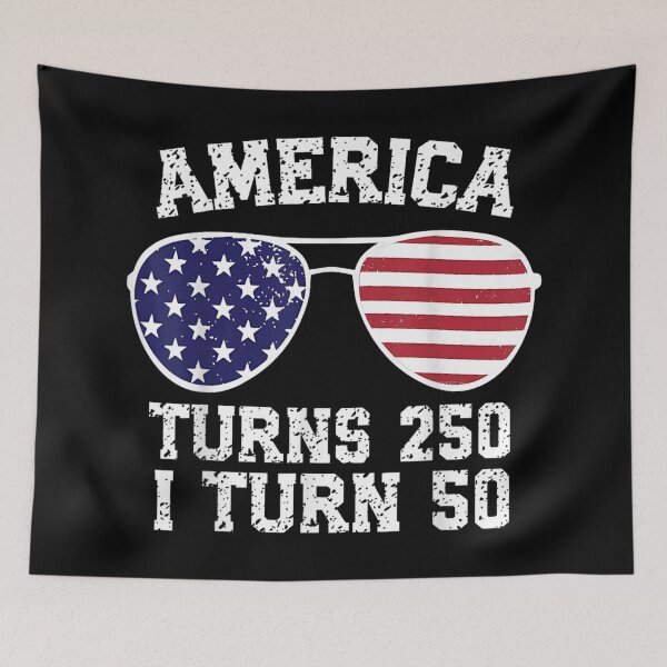 Item preview, America Turns 250 I Turn 50 Semiquincentennial 1976 Birthday Sunglasses 4th Of July designed and sold by WilliaMaler.