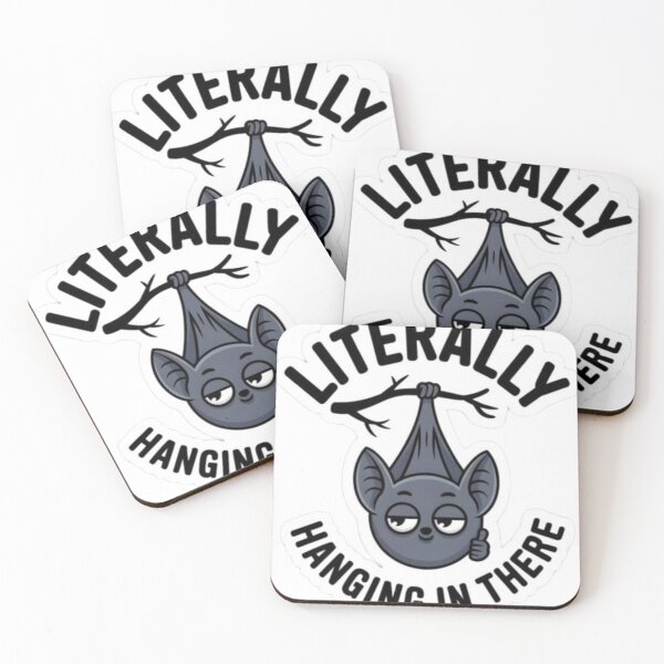 Item preview, **"Literally Hanging in There" Cute Bat Hanging Upside Down on Branch Funny Sticker – Mental Health & Motivational Animal Decal for Laptop, Water Bottle, Notebook designed and sold by Ulikedigital14.