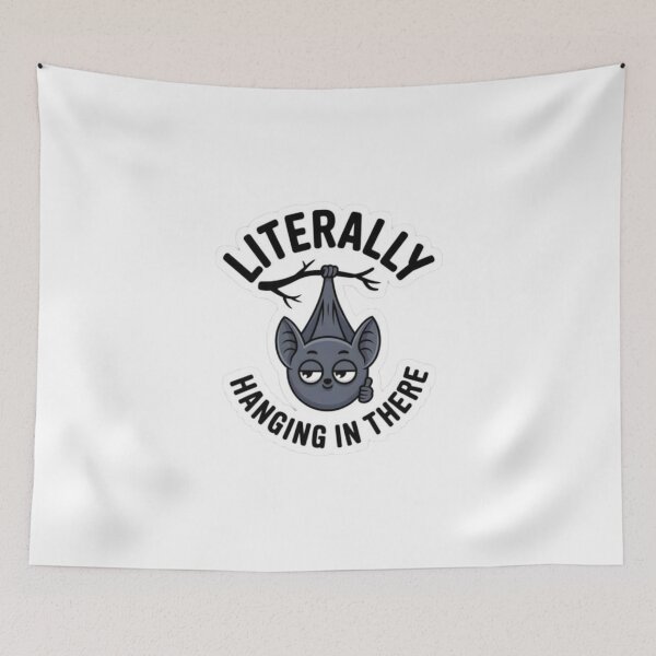 Item preview, **"Literally Hanging in There" Cute Bat Hanging Upside Down on Branch Funny Sticker – Mental Health & Motivational Animal Decal for Laptop, Water Bottle, Notebook designed and sold by Ulikedigital14.