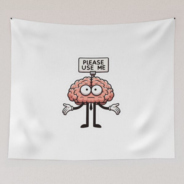 Item preview, "Please Use Your Brain Cartoon Brain Sticker – Funny Stickman Crew Vinyl Decal for Laptop, Water Bottle, Notebook – Sarcastic Teacher, Student, or Office Gift" designed and sold by Ulikedigital14.