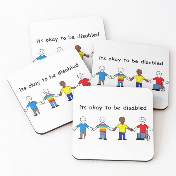 Item preview, Its Okay To Be Disabled Diversity Inclusion Disability Pride Rainbow Wheelchair Sticks Figures designed and sold by DuneHaicna.