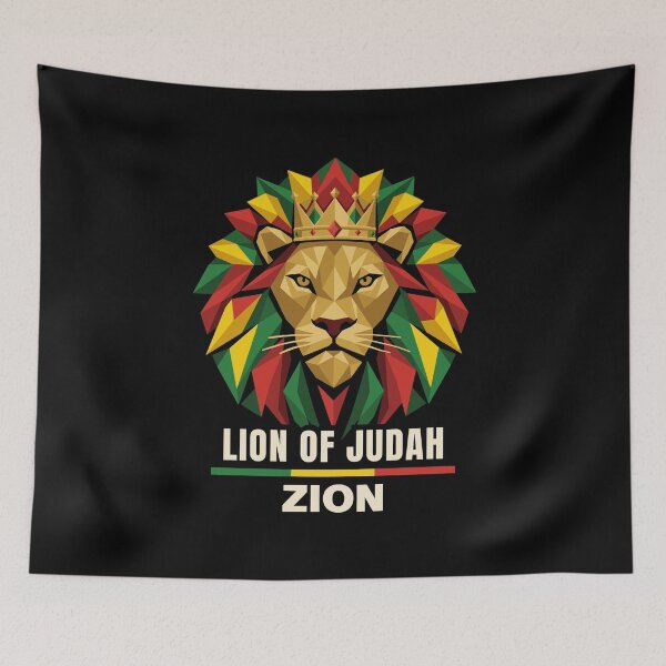 Item preview, Lion of Judah Zion Crowned Rasta Geometric Art designed and sold by crouchingpixel.
