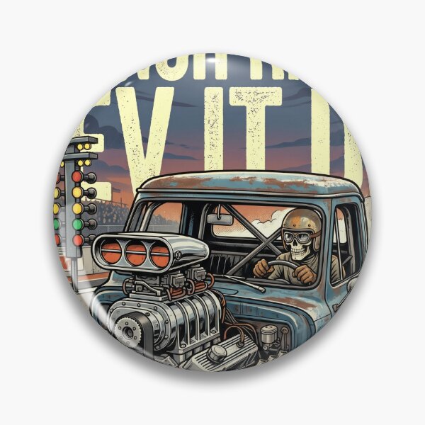 Item preview, vintage pickup truck with giant supercharger engine launching hard from drag strip starting line designed and sold by TJHTTAUTOARTS.