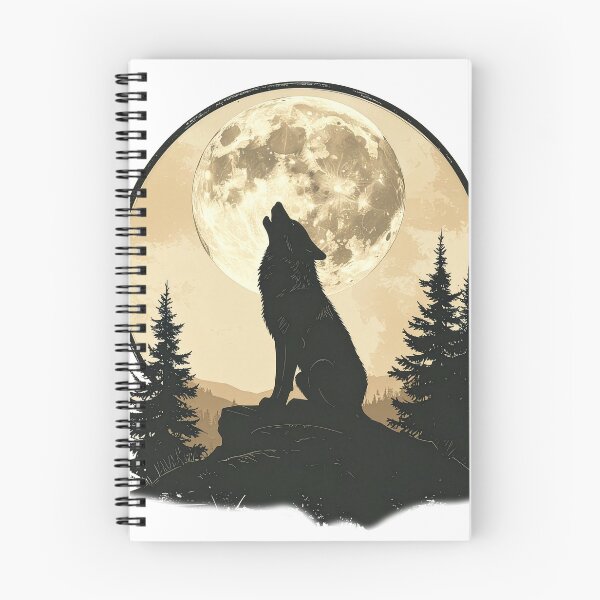 Item preview, Wolf howling full moon pine forest wilderness night silhouette art poster designed and sold by icemanphotos.