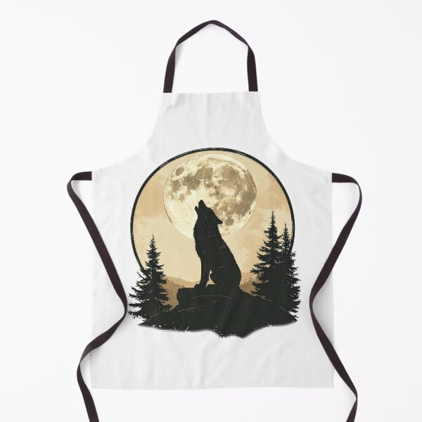Item preview, Wolf howling full moon pine forest wilderness night silhouette art poster designed and sold by icemanphotos.