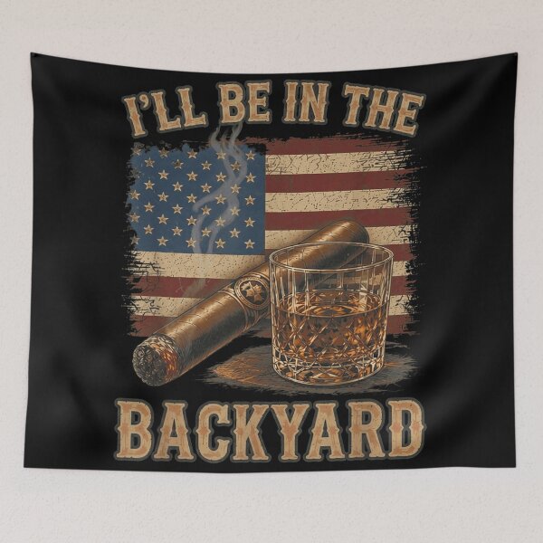 Item preview, Vintage American Flag Cigar And Whiskey Ill Be In The Backyard designed and sold by GalenoHenley.