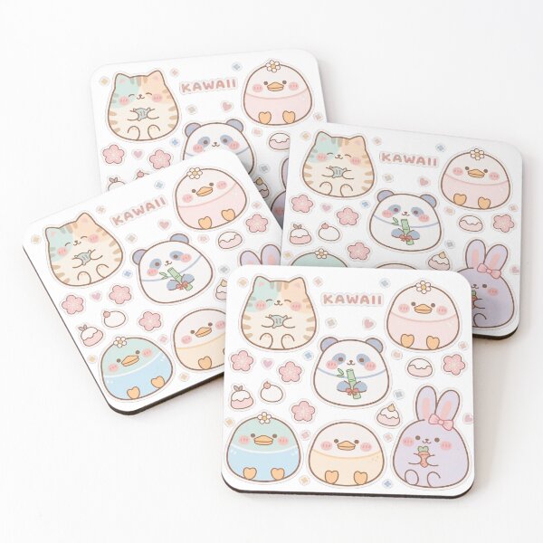 Item preview, Pastel Kawaii Chibi Animals and Cherry Blossoms designed and sold by Madhav Creations Studio.
