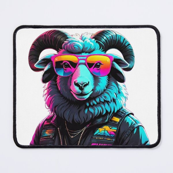 Item preview, Vibrant Synthwave Sheep T-Shirt | Cool Retro Ram Cyberpunk Tee | Neon Aries Graphic Apparel designed and sold by GAO Art Design.