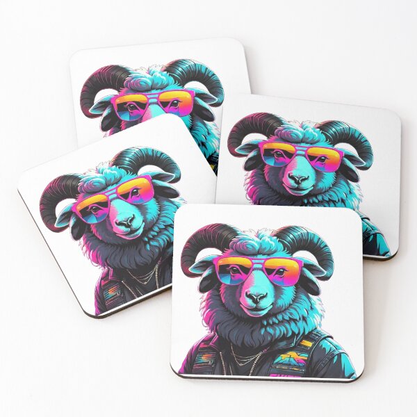 Item preview, Vibrant Synthwave Sheep T-Shirt | Cool Retro Ram Cyberpunk Tee | Neon Aries Graphic Apparel designed and sold by GAO Art Design.