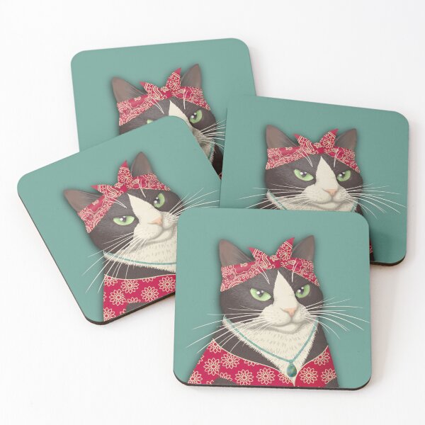 Item preview, Tuxie Turquoise - Cat Pop Art designed and sold by Scolliecat.