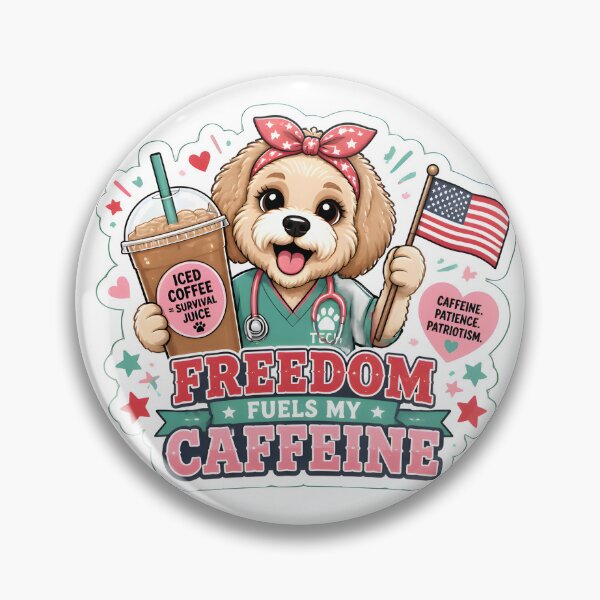 Item preview, Freedom Fuels My Caffeine Vet Tech Dog | Funny 4th of July Veterinary Design designed and sold by Bettybee00.