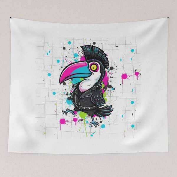 Item preview, Punk Rock Toucan Bird - Cyber Streetwear Edgy Tattoo Art designed and sold by gokhanuzen.