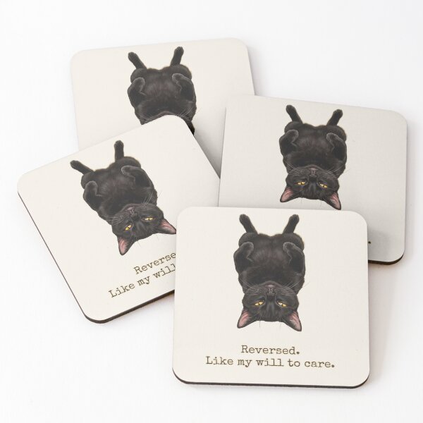 Item preview, Reversed Like My Will To Care Sarcastic Black Cat designed and sold by BLACKCAT-COVEN.