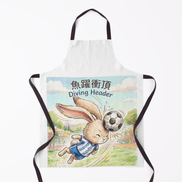 Item preview, Cute Soccer Bunny Diving Header Illustration designed and sold by TaiwanMemory.