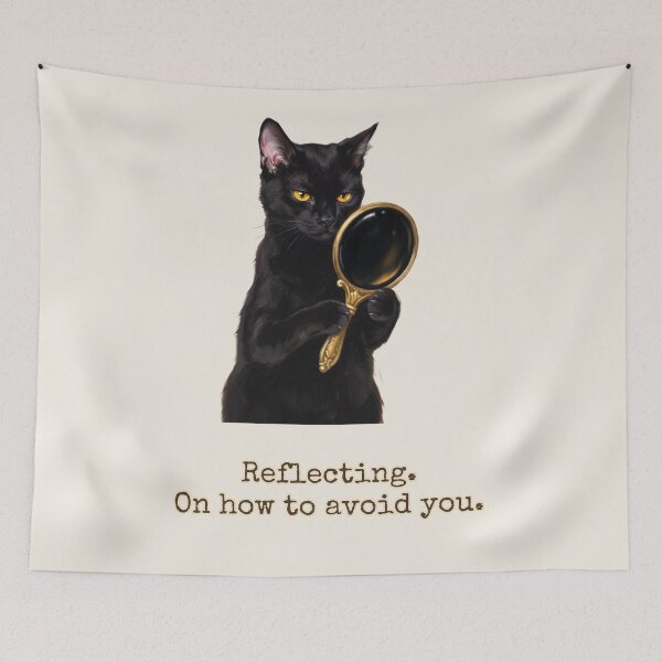 Item preview, Reflecting On How To Avoid You Obsidian Black Cat designed and sold by BLACKCAT-COVEN.