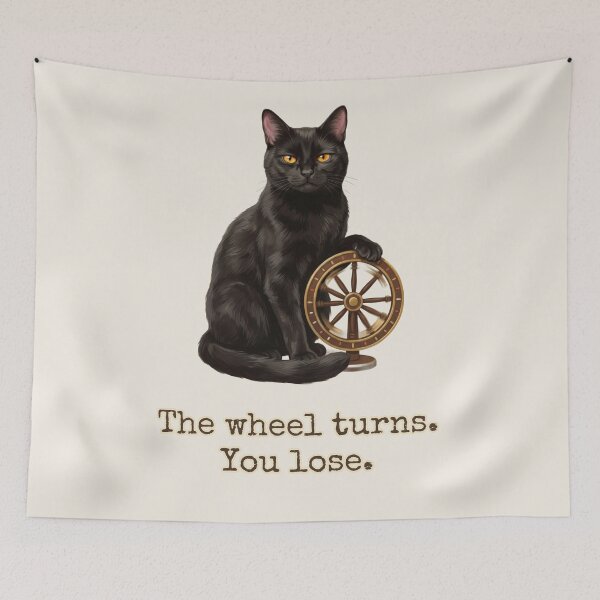 Item preview, The Wheel Turns You Lose Tarot Cat Pessimist Snark designed and sold by BLACKCAT-COVEN.