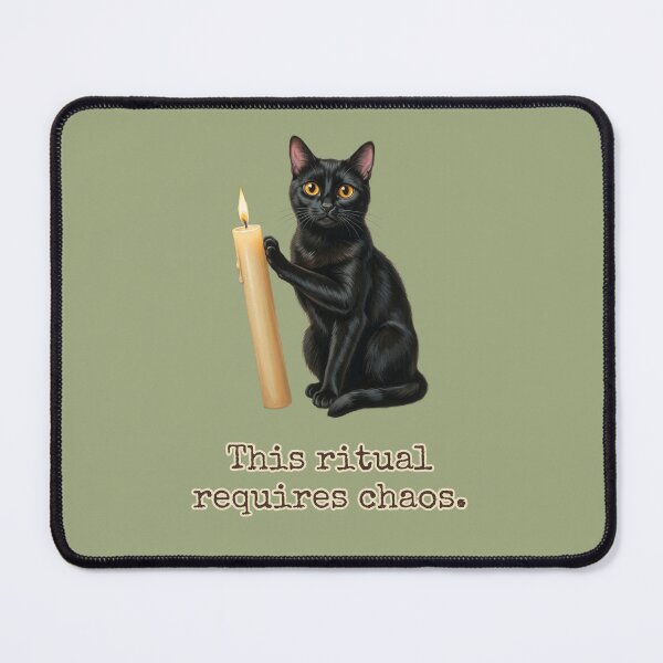 Item preview, This Ritual Requires Chaos Funny Black Cat Candle designed and sold by BLACKCAT-COVEN.
