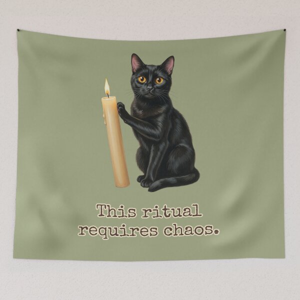 Item preview, This Ritual Requires Chaos Funny Black Cat Candle designed and sold by BLACKCAT-COVEN.