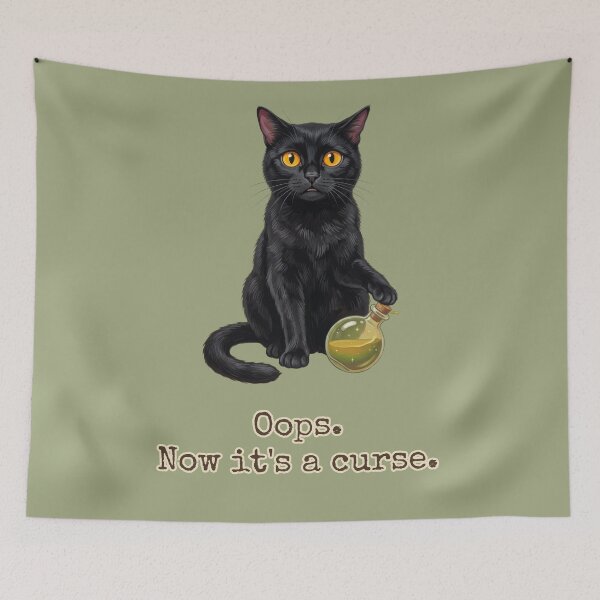 Item preview, Oops Now Its a Curse Potion Spill Black Cat Witch designed and sold by BLACKCAT-COVEN.