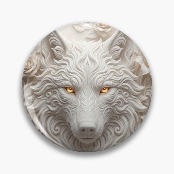 Item preview, White Wolf Head with Flowers designed and sold by AnnArtshock.