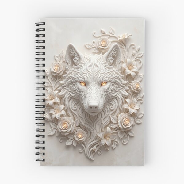 Item preview, White Wolf Head with Flowers designed and sold by AnnArtshock.