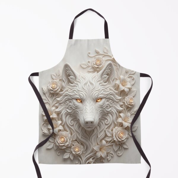 Item preview, White Wolf Head with Flowers designed and sold by AnnArtshock.