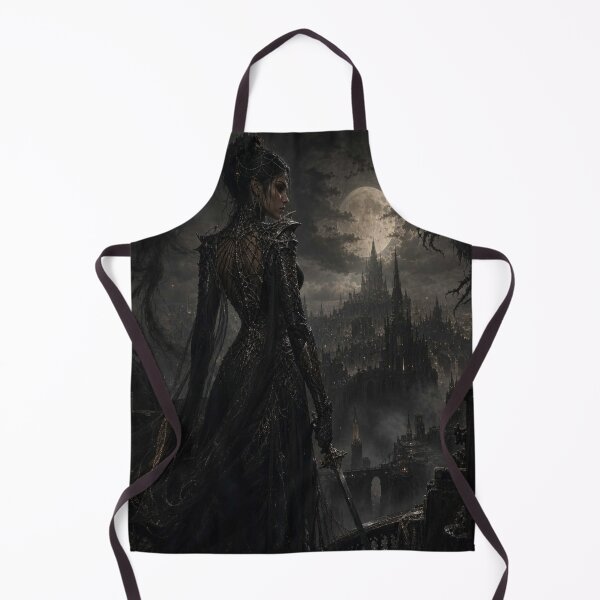 Item preview, Dark warrior woman overlooking a moonlit gothic city wrapped in shadow and silent tension designed and sold by FotoworldEdel.