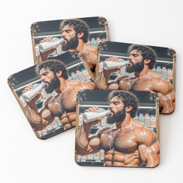 Item preview, Muscular Bear Chugging Milk in Dairy Aisle designed and sold by ZhivanCrimson.