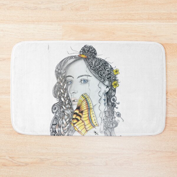 Item preview,  Girl with Yellow Butterfly – Intricate Zentangle Portrait designed and sold by LorieFossaArt.