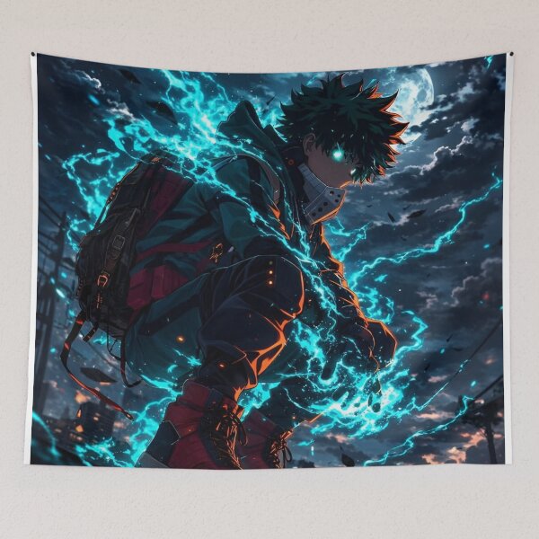 Item preview, Electric Anime Hero Poster – Lightning Power Manga Style Wall Art, Dark Shonen Inspired Decor for Gamers & Anime Fans designed and sold by Dyan4.