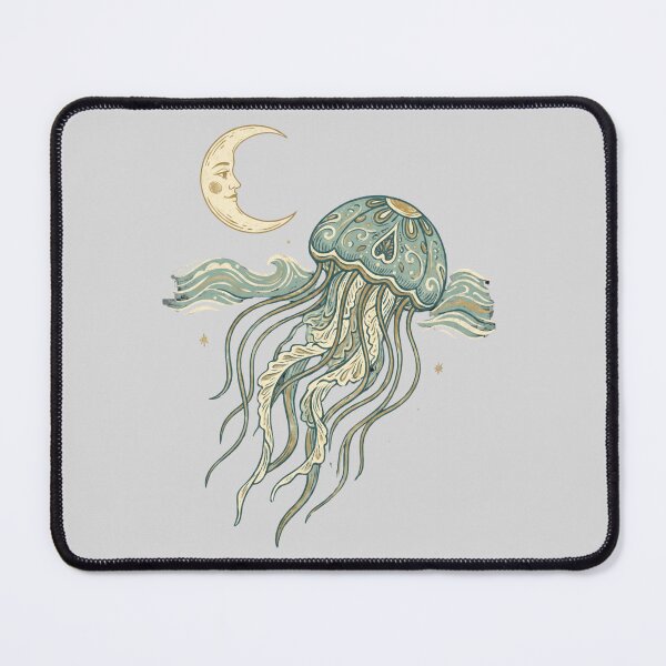 Item preview, Celestial Jellyfish with Moon and Waves — Ocean Fantasy Illustration designed and sold by Ortsas.