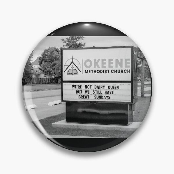 Item preview, "Funny Church Sign in Okeene Oklahoma BW" designed and sold by Debra Martz.