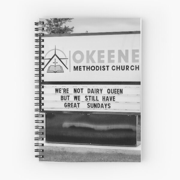 Item preview, "Funny Church Sign in Okeene Oklahoma BW" designed and sold by Debra Martz.